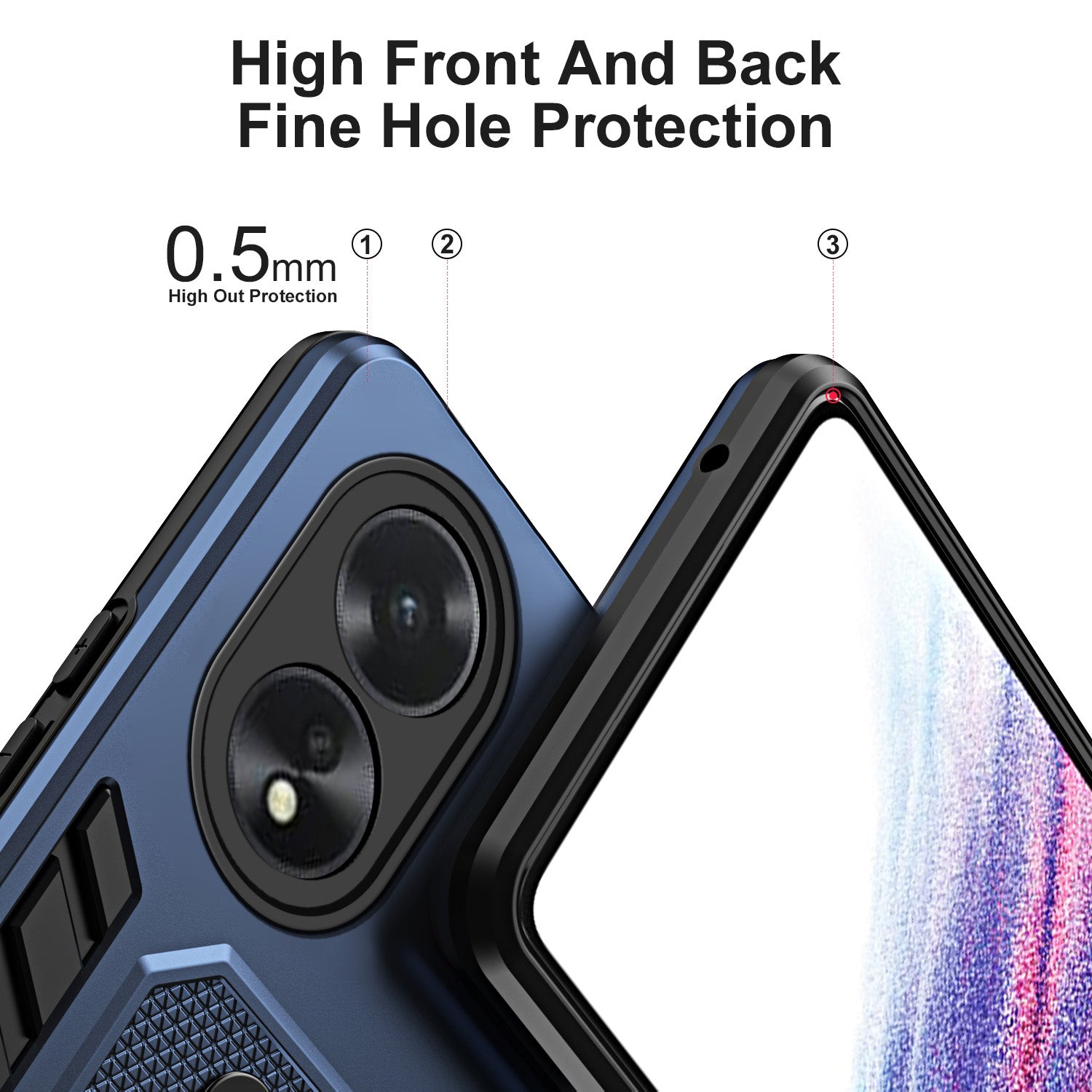 For Oppo A38 4G / A18 4G Kickstand Case TPU+PC Phone Protective Cover - Blue For Oppo A38 4G / A18 4G Kickstand Case TPU+PC Phone Protective Cover - Blue